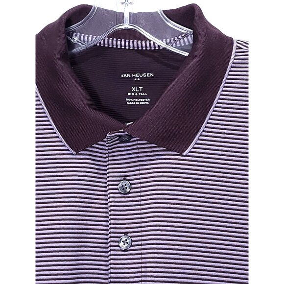 Van Heusen Air Men's XLT Big & Tall Striped Golf Polo Shirt Purple & White - Picture 2 of 9